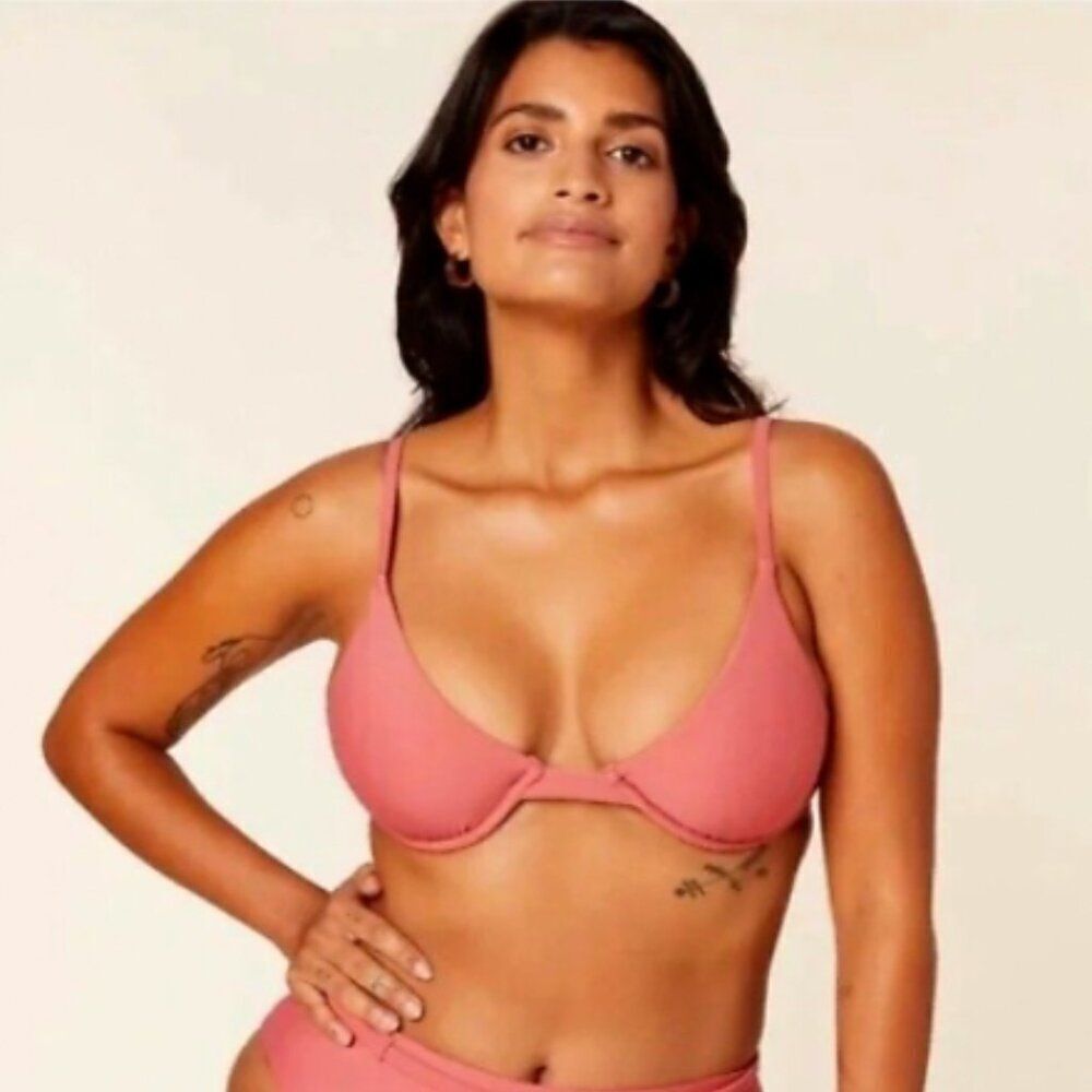 Andie Bathing Suit The Sicily Top Punch Pink Neutral Solid Casual Underwire